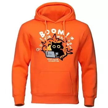 Good Mental Мужская толстовка с капюшоном 3D-принт с изображением мультяшного кота Мягкая удобная повседневная свободная толстовка в стиле хип-хоп Модная толстовка с капюшоном Мужская одежда S