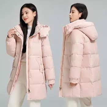 Good quality cotton clothes women s medium and long winter 2024 new version loose large size thickened bread clothes cotton coat S чёрный