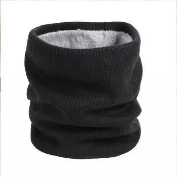 Good single-loop collar Warm neck couple solid color knitted scarf fall/winter pullover scarf double-layer plus velvet Korean version of warmth жёлтый