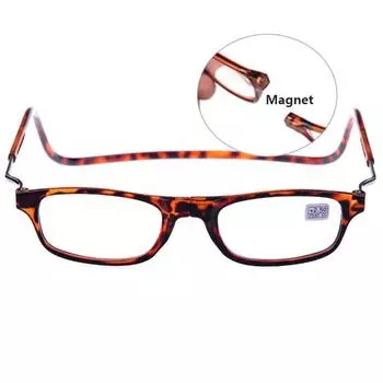 Good Square Men Hanging Neck Permanent Women Full Frame Adjustable Eyewear Portable Hot Sale Glasses Reading Glasses High Quality Unisex Presbyopia +4.0 леопардовый