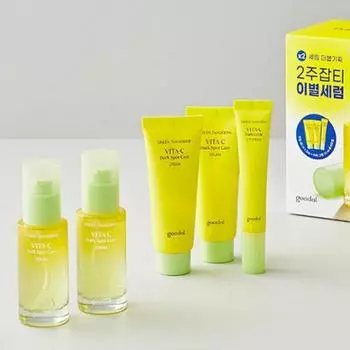 [Goodal] Green Tangerine Vita C Dark Spot Serum & Cream Double Set (Сыворотка 30 мл x 2, Крем 40 мл x 2, Крем для век 15 мл)