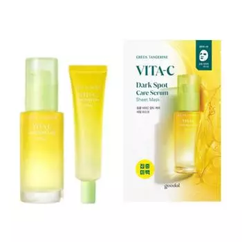 Goodal Green Tangerine Vita-C Dark Spot Care Сыворотка 30 мл Набор (Включает 10 мл сыворотки + 1 тканевую маску)