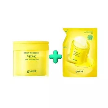 Goodal Green Tangerine Vita C Прокладки для ухода за пятнами, 70 листов + специальный набор для смены 70 листов, 2 штуки, 160 мл