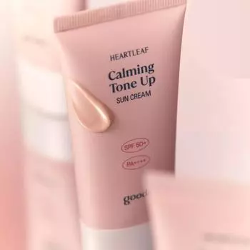 Goodal Heartleaf Calming Moisture Tone Up Sun Cream SPF50+ PA++++, Увлажнение, Корейская косметика, Kbeauty, образец