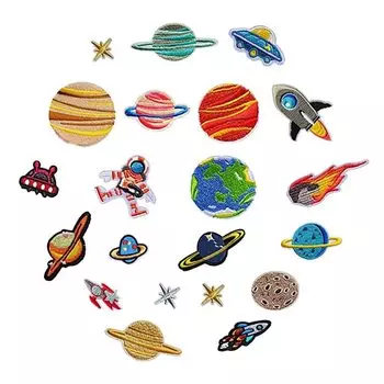 GOODCHI Iron Paste or Sew Space Star Sphere Популярный набор для ремонта из 21 заплатки, вышивка, на, на, сборка, мальчики, девочки, унисекс, заплатка, космический корабль, набор,