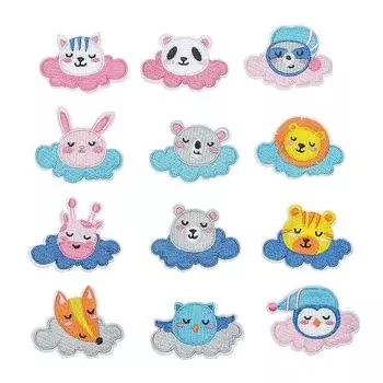 GOODCHI железная заплатка животное мультфильм кошачий коготь набор из 7 предметов модная заплатка ремонт вышивка аппликация своими руками девочка мальчик милое украшение (Набор из 12 Моэ