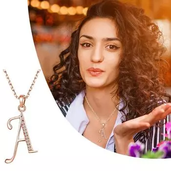 GoodLuck Алфавит циркон ожерелье кулон ожерелье ювелирные изделия для женщин One Size розового золота