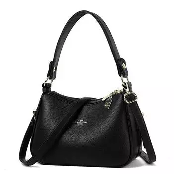 Goods Kangaroo Genuine Leather Women s Bag 2025 New Large Capacity All-Matching Fashion Single Shoulder Shoulder Middle-Aged and Elderly All-Matching Black