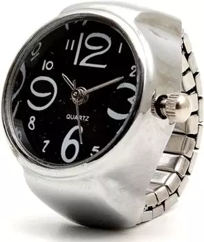 GoodsLand Кольцо Часы Finger Часы Циферблат Простой Круглый Свободный Размер [6цветов] GD-RINGWT-BK чёрный