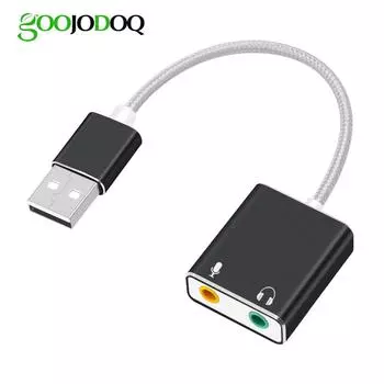GOOJODOQ 7,1 внешний USB-разъем для звуковой карты 3,5 мм USB-аудиоадаптер для наушников, микрофона, звуковая карта для Macbook, компьютера, ноутбука, ПК ZH золотой