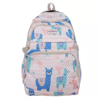 Goose Cute Cartoon Cat White Bear Sheep Pattern Student Backpack For Teens