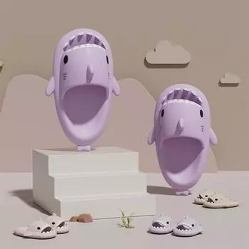 Goosecret Fashion Shark Sandals For Women Lovely Толстые тапочки Shark на платформе Летние домашние тапочки на плоской подошве Нескользящая пляжная обувь 36-37(22.5-23cm) розовый