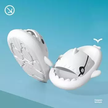 Goosecret Летние детские тапочки с акулами Милые тапочки с акулами для мальчиков и девочек Уличные нескользящие детские тапочки Мягкие подошвы с акулами 36-37(fit35-36) синий