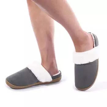 Goosecret Warm Cotton Slippers For Women Indoor Cozy Breathable Plush House Slippers Fuzzy Non-Slip Cotton Shoe With Memory Foam 37-38 (23-23.5cm) серый