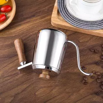 Gooseneck Pour Over Coffee Kettle, Long Neck Stainless Steel Coffee Pot Gooseneck Kettle Hand Drip Kettle Wooden Handle