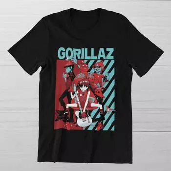 Gor1Llaz V1Rtual Band Alt Rock Хип-Хоп Футболка Забавная футболка унисекс