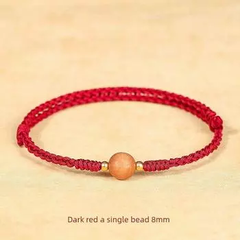 Гора Путо Драйв Неудача Красный Носимый Шнурок Браслет из Махагони Женский Год Рождения Безопасный Редкий Злой Шок Удача [Collectible Old Peach] Dark Red -8mm per plant