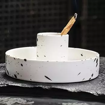 Горелка, держатель для ароматических палочек, керамическая чаша ручной работы с улавливателем золы, прочный уникальный дизайн, прочный поднос для благовоний черный белый