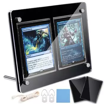 Goreson 2 Row Black Display Case Screw Down Card Loader Card Stand Card Holder UV Protection with Base Black Display Stand with Trading