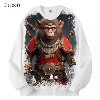 Горилла обезьяна узор круглый вырез толстовка мужская 3D цифровой принт длинный рукав свитер повседневная спортивная одежда толстовка одежда S