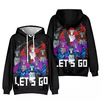 Gorilla Tag Cartoon Hoodie Tie Dye Hoodie Streetwear Printed Hooded Hoody Hoody Men Women Cosplay Sports Pullovers XS