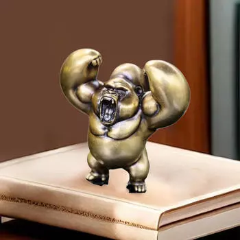 Гориллы Миниатюрная фигурка Скульптура животного Забавная медная статуэтка Украшение Большая обезьяна Орнамент для