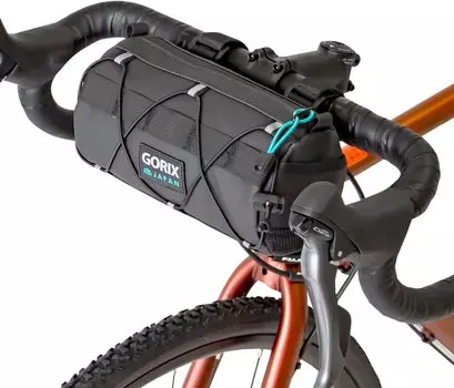 GORIX Передняя сумка для велосипеда, стильная, водонепроницаемая, водоотталкивающая, веревочная, цилиндрическая, шоссейная, велосипедная сумка, сумка на ручку, светоотражающая, передняя сумка, сумка на раму, стильная чёрный