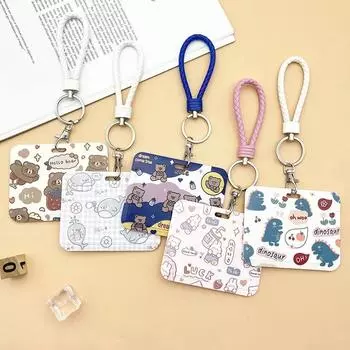 Горизонтальный милый мультяшный чехол для карт Push Pull, чехол для карточек Bus, чехол для игровых карт, держатель для кредитных карт, держатель для разрешения на работу, шнурок