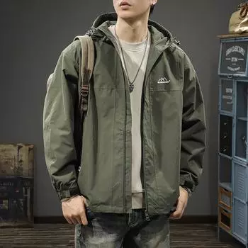Горная ретро модная брендовая ветрозащитная куртка Charge мужская свободная с капюшоном функциональная походная куртка Tide M армия зеленый
