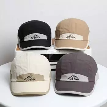 Горная вышивка Спорт на открытом воздухе Альпинизм Простая кепка, подходящая по цвету, для сезона, быстросохнущая, солнцезащитная, кепка, козырек, бейсболка для мужчин M56-58cm бежевый