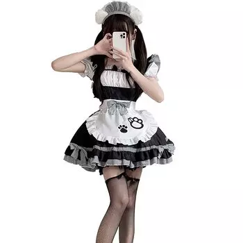 Горничная одежда Косплей Сексуальная Милая Лолита Униформа Милая Кошка Аниме Алиса Платье Кружевной Идол Костюм Готическая Лолита Повязка На Голову FGO Косплей Горничная Кафе Костюм Кафе