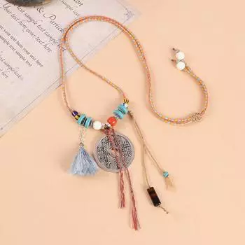 Горный призрак тратит деньги плетение ожерелья тибетская хлопковая веревка ручной работы с бахромой мужские и женские длинные аксессуары