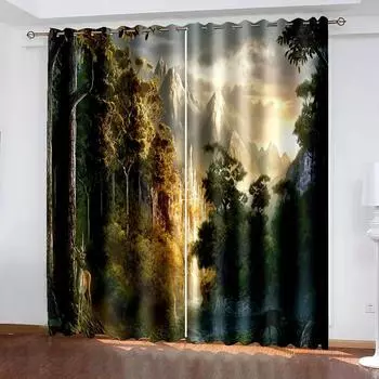 Горный ручей, водопад, пейзаж, фото, природный пейзаж, занавеска для гостиной, спальни, дома 2x50W130H(CM)&Hook
