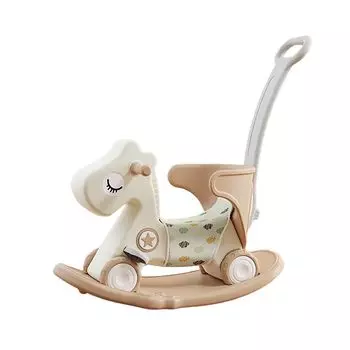 Gorocking Dream Horse, возраст 1-5 лет, игрушечный автомобиль, можно использовать как машинку для пинания ног, поставляется с толкающей рукой, 3 в 1 (Светло-коричневый)