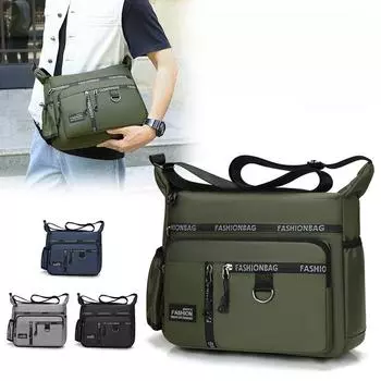 Городская минималистичная сумка через плечо, новинка 2024 года, корейская версия, повседневная однотонная сумка с несколькими карманами, сумка через плечо из ткани Оксфорд для мужчин
