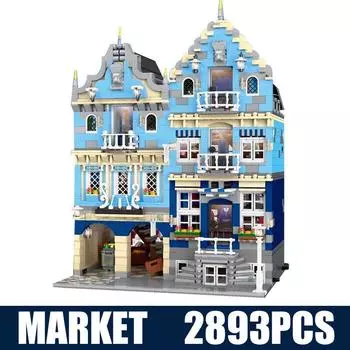 Городская серия MOC Factory Street Европейский рынок Модель Строительные игрушки Строительные блоки Кирпичи Подарки
