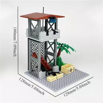 Городская военная сторожевая башня Строительные блоки Полевой командный пункт Кирпичи Игрушки для детей Мальчики День благодарения