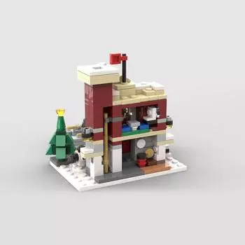 Городской домик, рождественский домик, маленькая зимняя ратуша, зимняя деревня, пожарная станция, наборы для зимней деревни, строительные блоки, детские игрушки, подарок