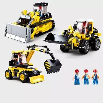 Городской инженерный экскаватор, игрушки, строительные наборы для автомобилей, строительные блоки, кирпичи, подарок на день рождения для детей, мальчиков No Box