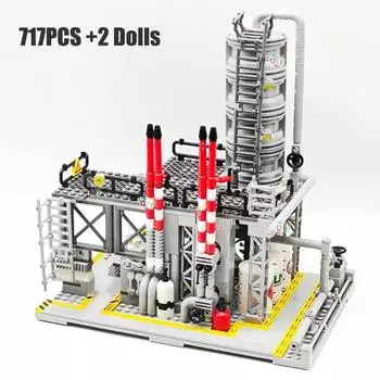 Городской вид на улицу, модульный химический завод, фабрика, лабораторная модель, строительные блоки, игрушка, рождественский подарок для мальчиков и детей No Box