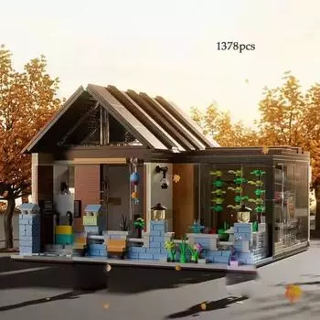 Городской вид на улицу Японская традиционная односемейная вилла, ретро-цветочный дом, архитектура, строительный блок, игрушка для детей, подарок