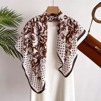 Горошек Камелия 90 искусственный шелк большой квадратный шарф шаль дорожный универсальный напечатанный елочка шарф платок женский 90x90cm