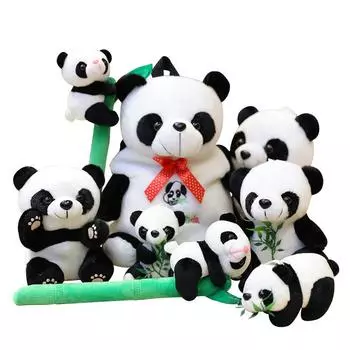 Горячая 12 см-20 см Милая забавная панда с бамбуковыми листьями Плюшевые игрушки Мягкая милая мультяшная кукла с черно-белым рисунком для детей Подарок