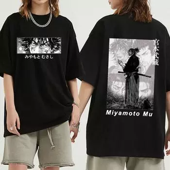 Горячая аниме Bagabondo Eyes Vagabond футболка Манга Миямото Мусаси футболка с коротким рукавом для мужчин и женщин повседневные футболки большого размера уличная одежда S чёрный