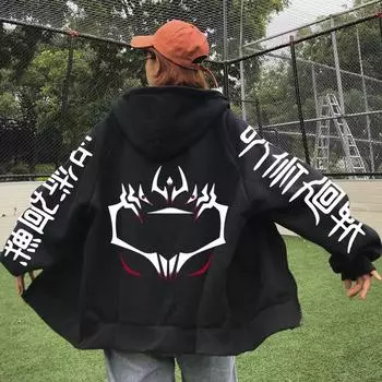 Горячая аниме джудзюцу кайсен толстовка с капюшоном с принтом Ryomen Sukuna для мужчин и женщин с капюшоном на молнии куртка Harajuku на молнии XS