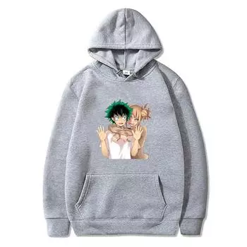 Горячая аниме Моя геройская академия Мидория Изуку и Химико тога с принтом капюшона для мужчин и женщин повседневные свободные толстовки с капюшоном Harajuku мужской свитшот XS белый
