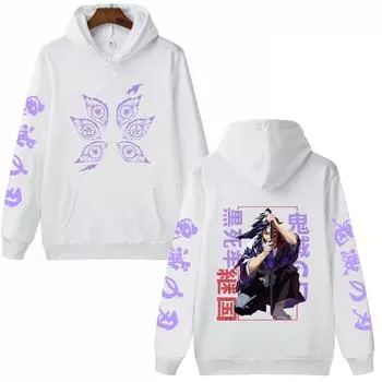 Горячая аниме-убийца демонов Kokushibo с графическим принтом, толстовки с капюшоном для мужчин и женщин, повседневная свободная толстовка Harajuku, унисекс, уличная одежда XS чёрный