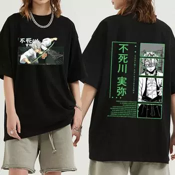 Горячая аниме «Убийца демонов» Shinazugawa Sanemi футболка с рисунком Kimetsu No Yaiba футболки с короткими рукавами модная повседневная свободная футболка унисекс S чёрный