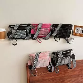 Горячая бриллиантовая популярная осенняя мода горный хрусталь тренд простая широкополосная подмышечная сумка на плечо маленькая квадратная сумка розы красного