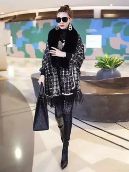 Горячая имитация норки флис свитер куртка вязаный кардиган с накидкой меховой воротник шаль топ для женщин One Size